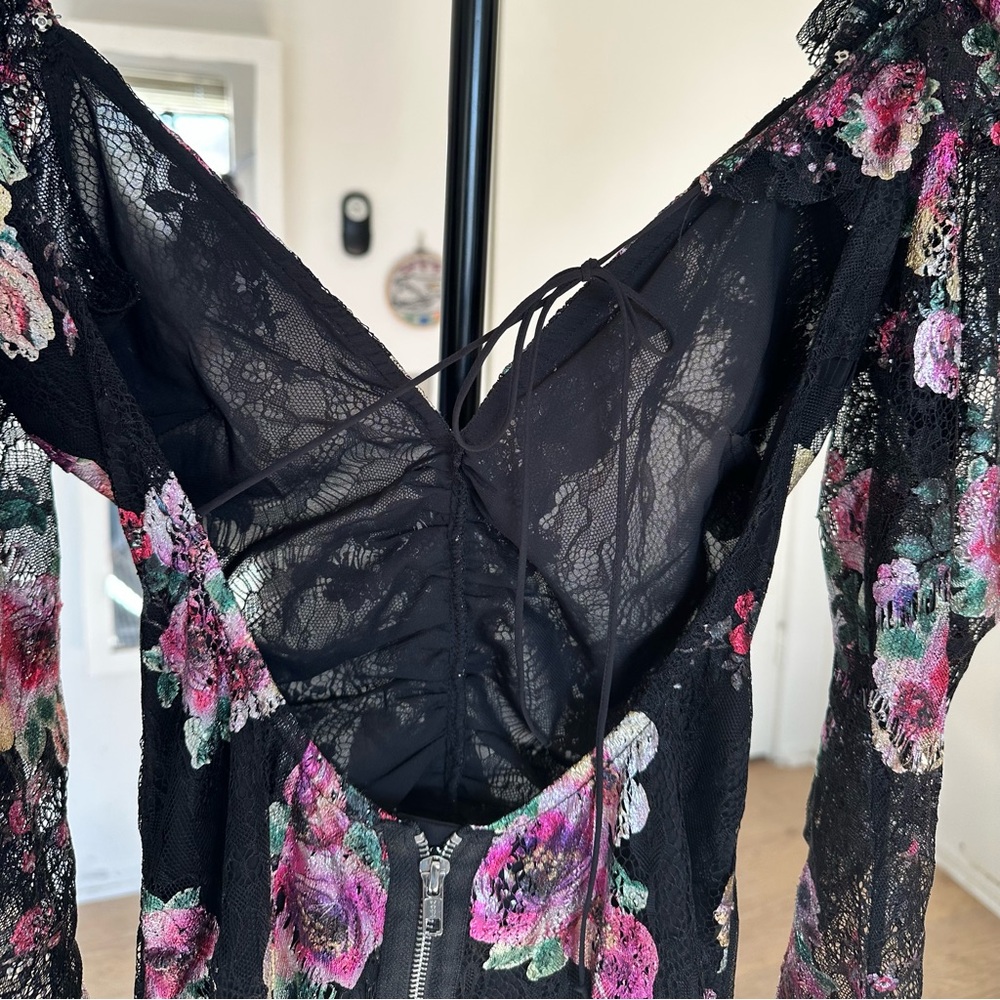 For Love And Lemons Backless Floral Lace Dress XS - Picture 6 of 8
